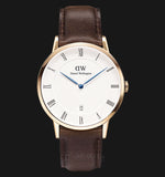 Daniel Wellington Dapper York White Dial Brown Leather Strap Watch For Men - DW00100085