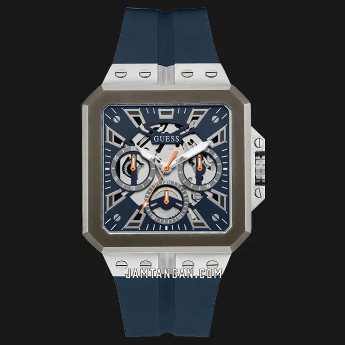Guess Leo Chronograph Navy Blue Dial Blue Silicone Strap Watch For Men - GW0637G1