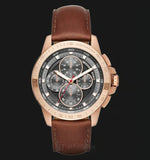 Michael Kors Ryker Analog Gray Dial Brown Leather Strap Watch For Men - MK8519