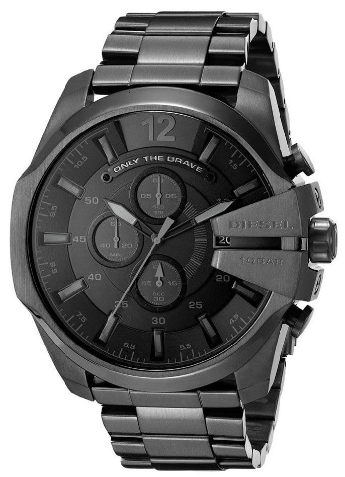 Hermh ブラックメタル　BLACKL Diesel Mega Chief Chronograph Black Dial Black Steel Strap Watch For M
