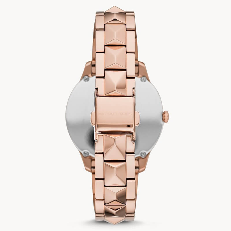 Michael Kors Runway Mercer Mother of Pearl White Dial Two Tone Steel Strap Watch For Women - MK6674