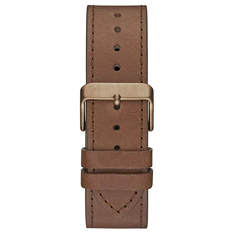 Guess Analog Multifunction White Dial Brown Leather Strap Watch for Men - GW0262G3