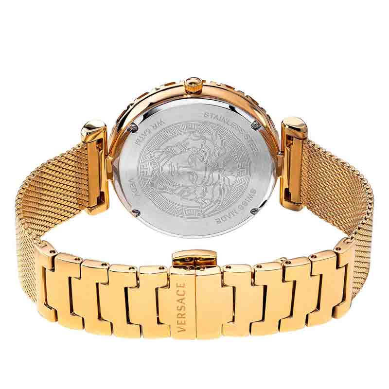 Versace Palazzo Empire Greca White Dial Gold Mesh Bracelet Watch for Women - VEDV00619