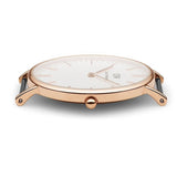 Daniel Wellington Classic Sheffield White Dial Black Leather Strap Watch for Women - DW00100036