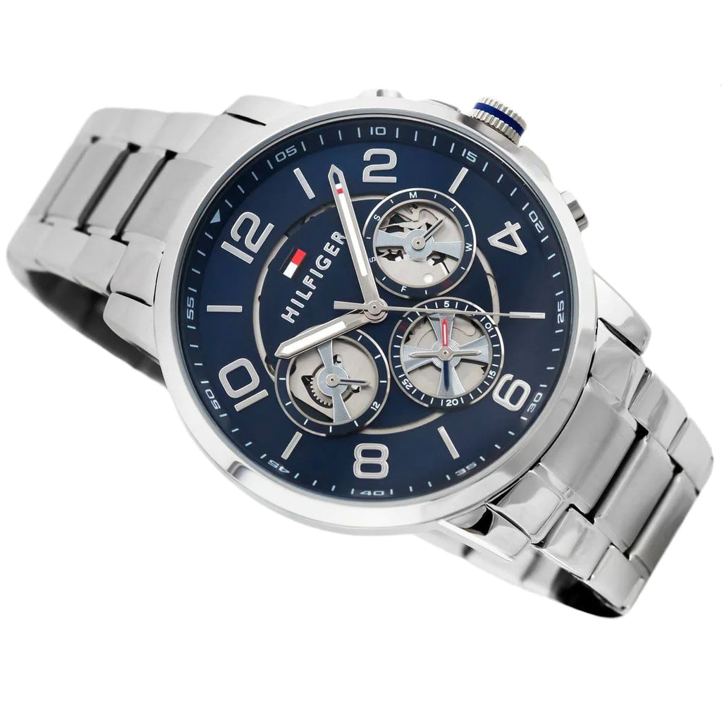 Tommy Hilfiger Keagan Blue Dial Silver Steel Strap Watch for Men - 1791293