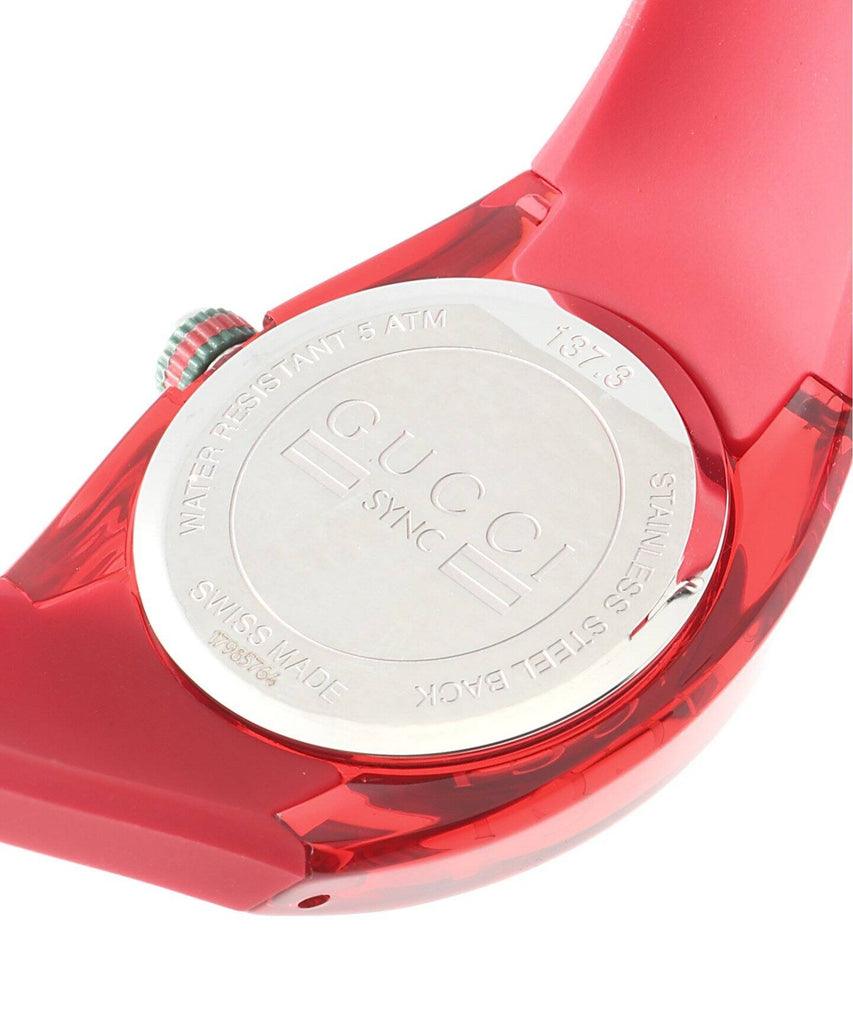 Gucci Sync Quartz Red Dial Red Rubber Strap Watch For Women - YA137303