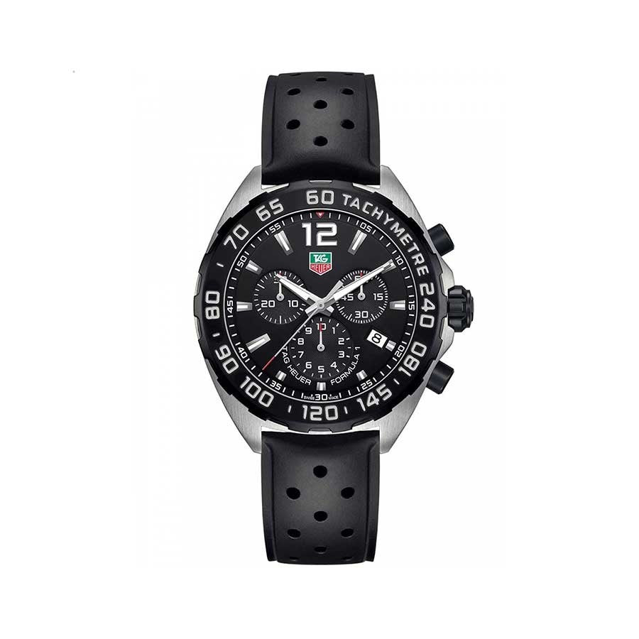 Tag Heuer Formula 1 Black Dial Black Leather Strap Watch for Men - CAZ1010.FT8024