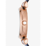 Emporio Armani Gianni T-Bar Analog Mother of Pearl Dial Blue Leather Strap Watch For Women - AR11468