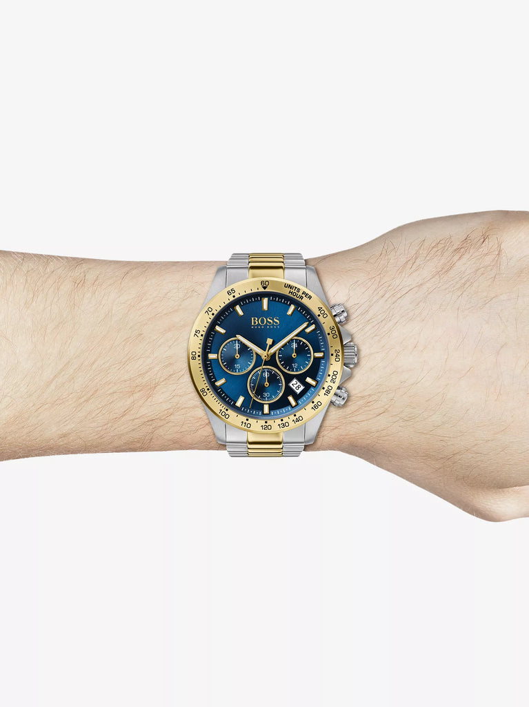 Hugo Boss Hero Blue Dial Two Tone Steel Strap Watch for Men - 1513767