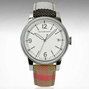 Burberry Utilitarian White Dial Multicolor Leather Strap Watch for Women - BU7824