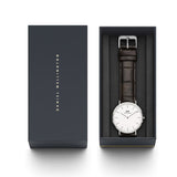 Daniel Wellington Classic York White Dial Black Leather Strap Watch For Men - DW00100025