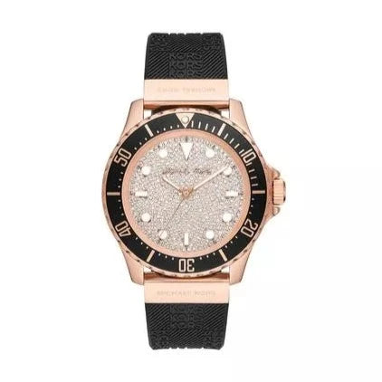 Michael Kors Everest Analog Rose Gold Dial Black Silicone Strap Watch For Women - MK7358
