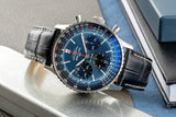 Breitling Navitimer B01 Chronograph 41 Blue Dial Black Leather Strap Watch for Men - AB0139241C1P1