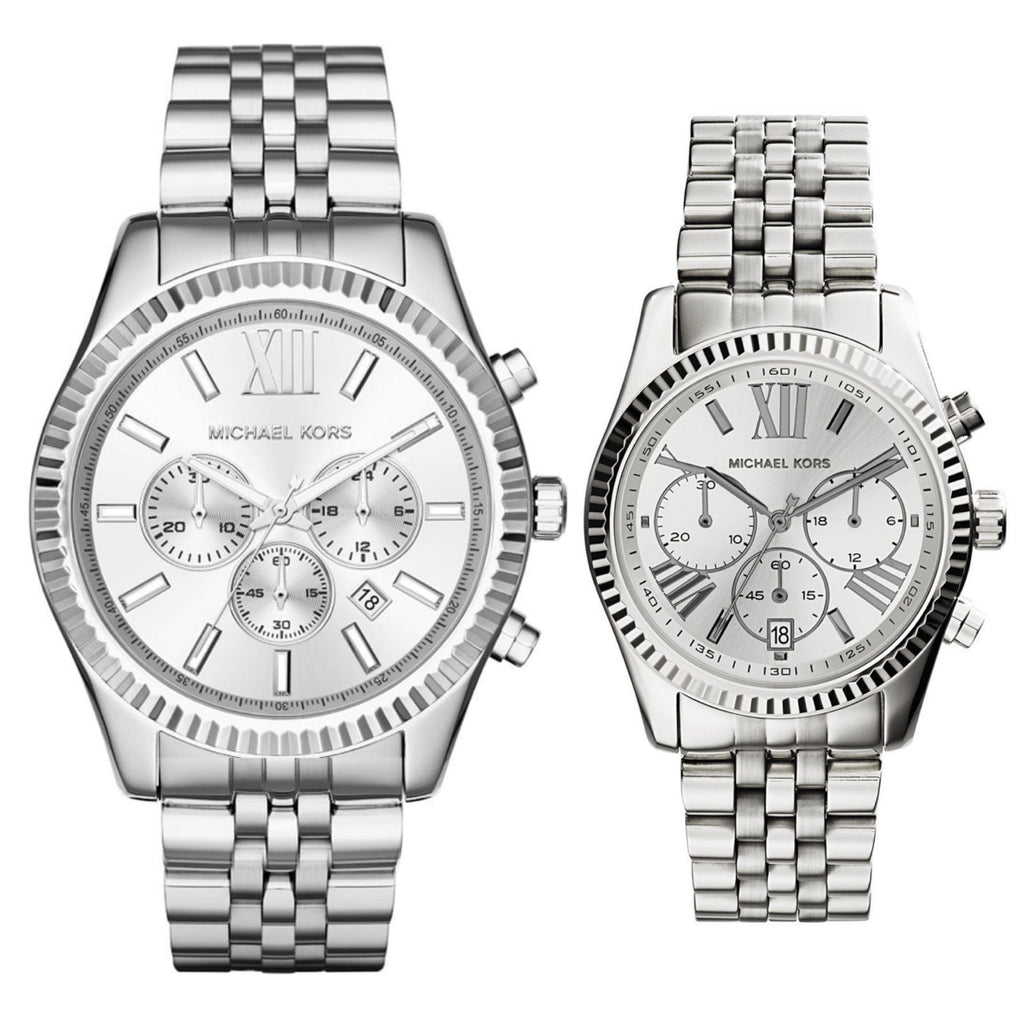 Michael Kors Lexington Silver Dial Silver Steel Strap Watch for Women - MK5555