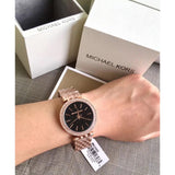 Mhichael Kors Darci Black Dial Rose Gold Steel Strap Watch for Women - MK3402