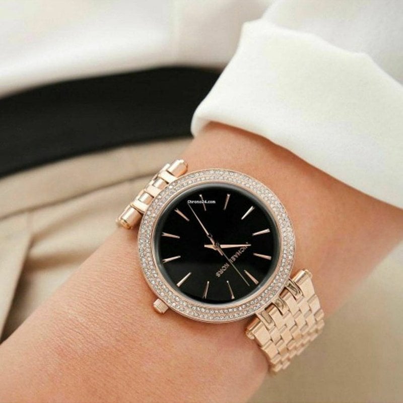 Mhichael Kors Darci Black Dial Rose Gold Steel Strap Watch for Women - MK3402