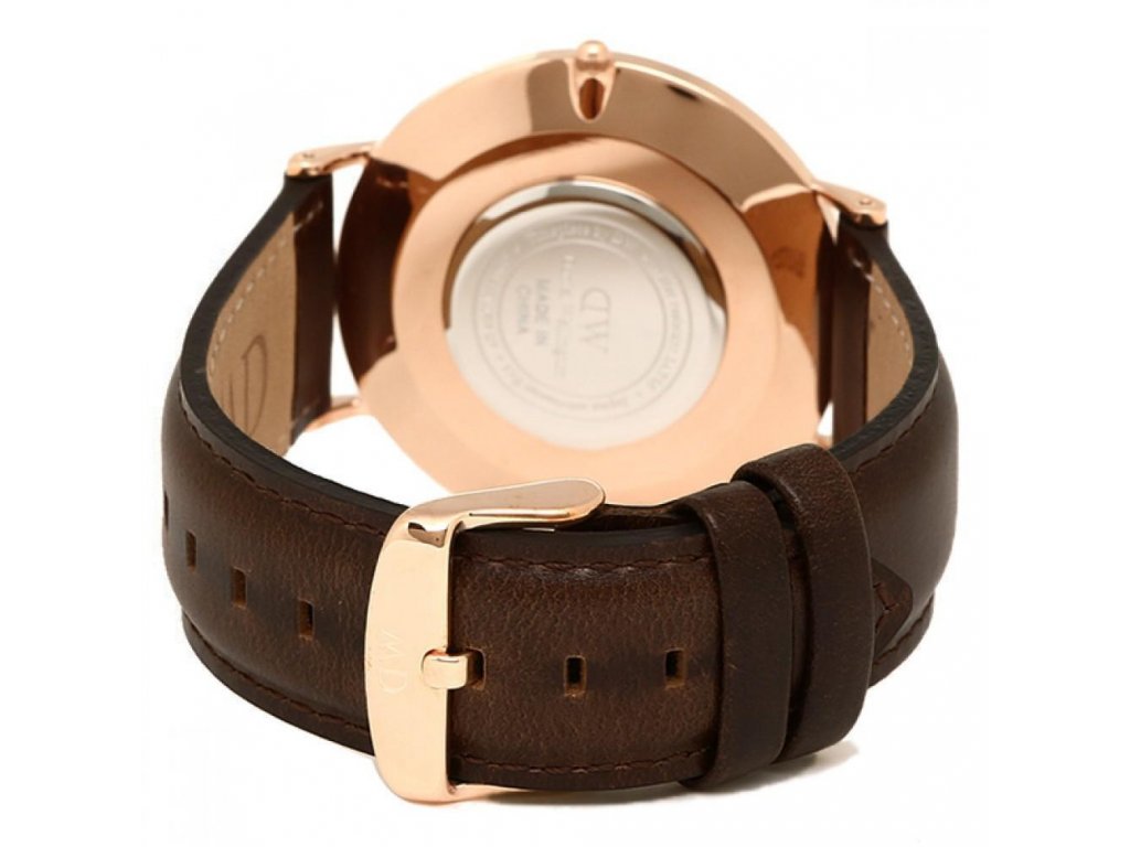 Daniel Wellington Classic Bristol White Dial Brown Leather Strap Watch For Men - DW00100009