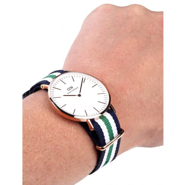 Daniel Wellington Classic Nottingham White Dial Two Tone NATO Strap Watch For Men - 0108DW