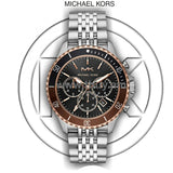 Michael Kors Bayville Chronograph Black Dial Silver Steel Strap Watch For Men - MK8725