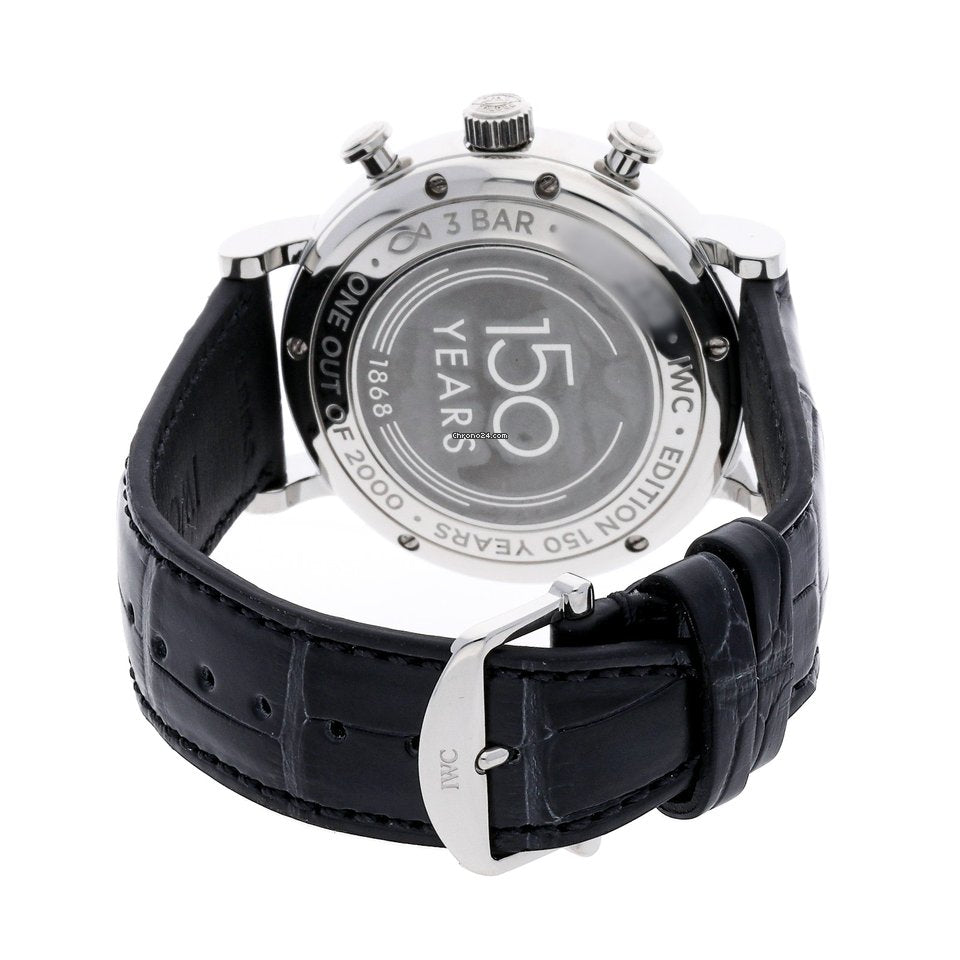 IWC Portofino Chronograph Blue Dial Black Leather Strap Watch for Men - IW391023