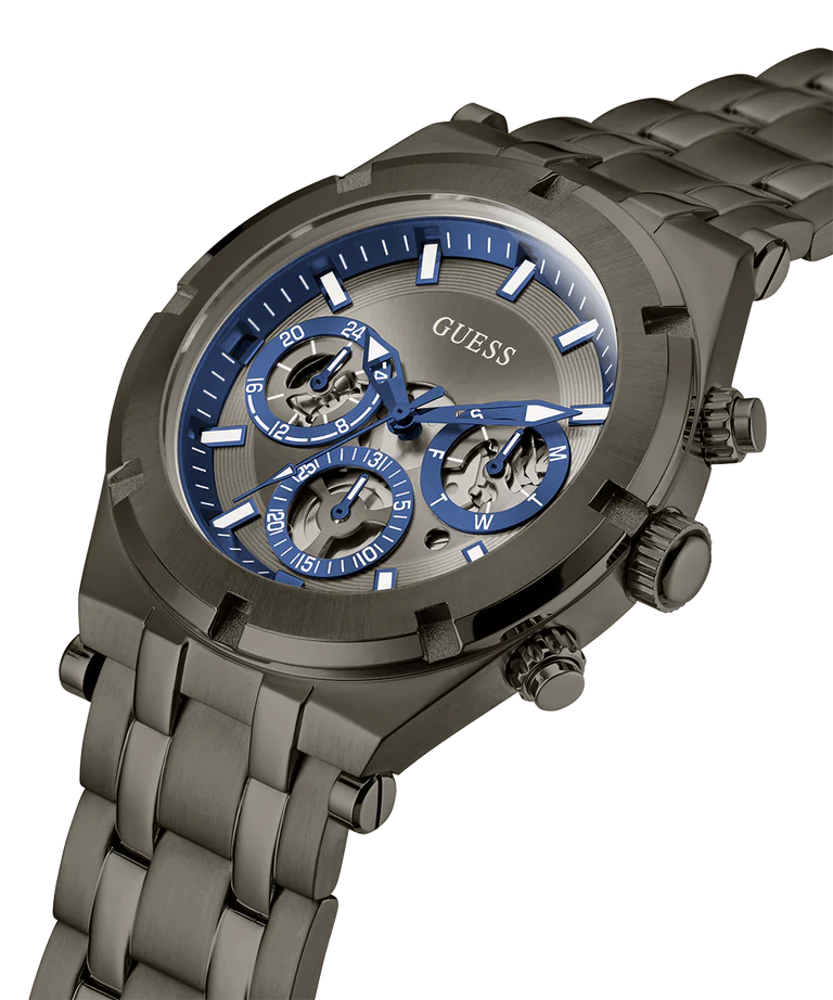 Guess Continental Grey Dial Grey Steel Strap Watch for Men - GW0260G3