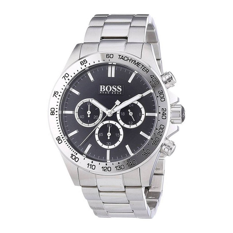 Hugo Boss Ikon Black Dial Silver Steel Strap Watch for Men - 1512965