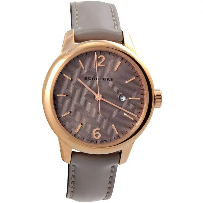 Burberry The Classic Quartz Grey Dial Grey Leather Strap Watch For Women - BU10119