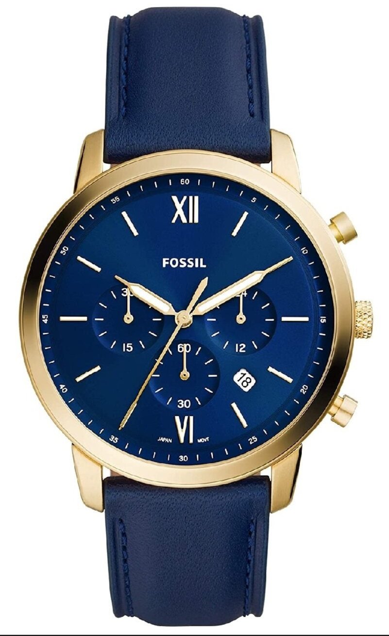 Fossil Neutra Chronograph Blue Dial Blue Leather Strap Watch  display picture 2
