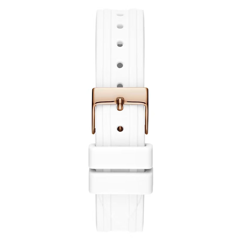 Guess Cosmo Diamonds Silver Dial White Rubber Strap Watch for Women - GW0034L2