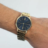 Tommy Hilfiger Daniel Chronograph Blue Dial Gold Steel Strap Watch for Men - 1710384