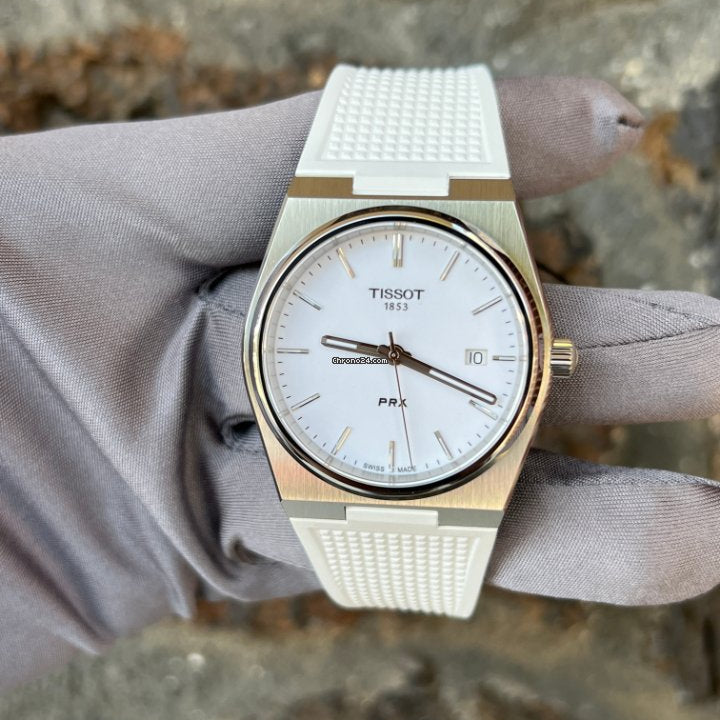Tissot PRX 40 Quartz White Dial White Leather Strap Watch For Men -  T137.410.17.011.00