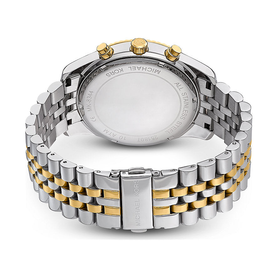 Michael Kors Lexington Silver Dial Two Tone Steel Strap Watch for Men - MK8344