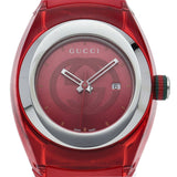 Gucci Sync Quartz Red Dial Red Rubber Strap Watch For Women - YA137303