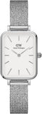 Daniel Wellington Quadro Sterling White Dial Silver Mesh Strap Watch For Women - DW00100438