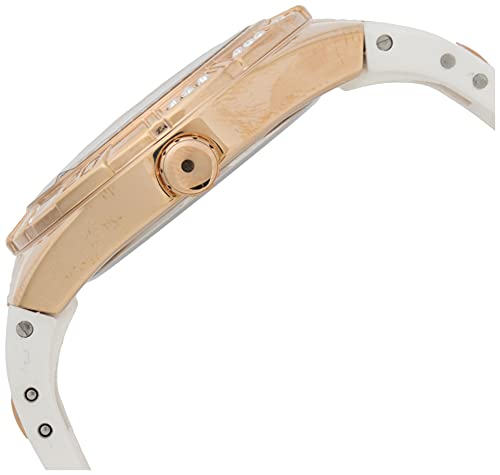 Guess Luna Diamonds White Dial White Rubber Strap Watch for Women - W0653L4