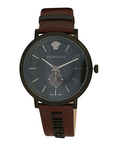 Versace V-Circle Manifesto Black Dial Maroon Leather Strap Watch for Men - VBQ040017