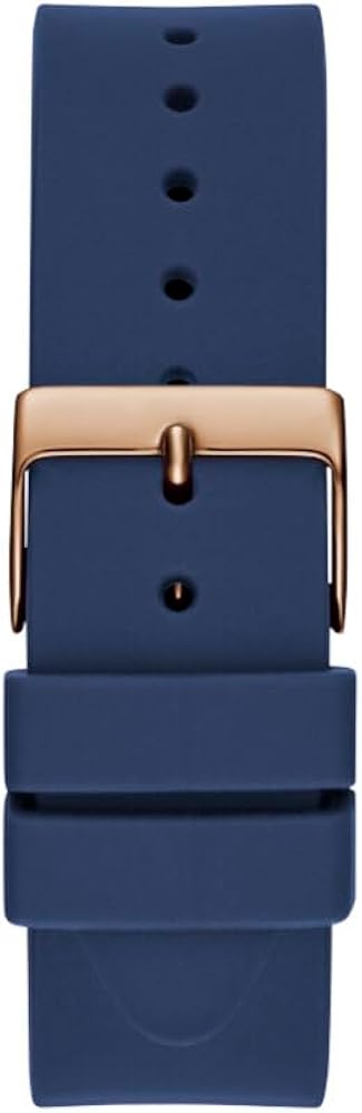 Guess Cubed Analog Rose Gold Dial Blue Leather Strap Watch For Women - GW0665L2
