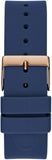 Guess Cubed Analog Rose Gold Dial Blue Leather Strap Watch For Women - GW0665L2