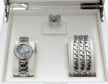 Tag Heuer Link Trilogy Cameron Diaz Diamonds Mother of Pearl Dial Silver Steel Strap Watch for Women - WAT1419.BA0954