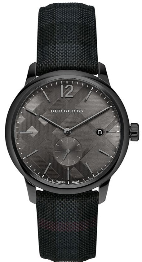 ▼▼BURBERRY LONDON バーバリーロンドン メンズ クオーツ クラシックラウンド オールブラック デイト Bu10010 Burberry The Classic Round Horseferry Black Dial Black Leather Strap W