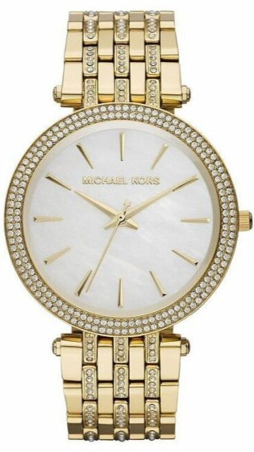 mkmk Michael Kors Darci Mother of Pearl Dial Gold Steel Strap Watch for Wom