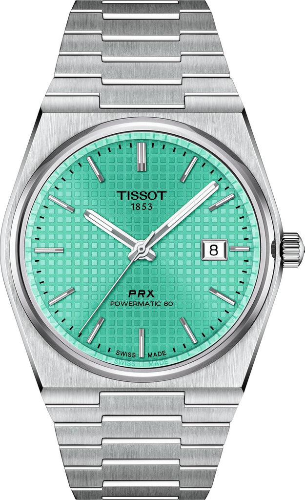 Tissot PRX Powermatic 80 Automatic Mint Green Dial Silver Steel Strap Watch for Men - T137.407.11.091.01