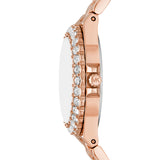 Michael Kors Lennox Analog Pink Dial Rose Gold Steel Strap Watch For Women - MK7396