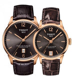 Tissot T Classic Chemin Des Tourelles Powermatic 80 Brown Dial Brown Leather Strap Watch for Men - T099.407.36.447.00
