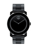 Movado Bold Black Dial Black Steel Strap Watch For Men - 3600047