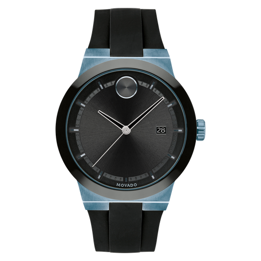 Movado Bold Fusion Black Dial Black Rubber Strap Watch for Men - 3600626