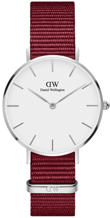 Daniel Wellington Roselyn 3A Petite White Dial Ruby Red NATO Strap Watch For Women - DW00100292