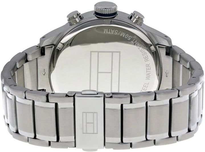 Tommy Hilfiger Trent Chronograph Blue Dial Silver Steel Strap Watch for Men - 1791053