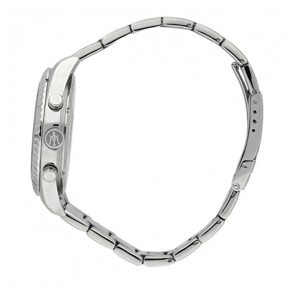 Maserati Competizione Chronograph White Dial Silver Steel Strap Watch For Men - R8853100017