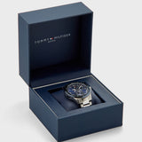 Tommy Hilfiger Austin Blue Dial Silver Steel Strap Watch for Men - 1791640